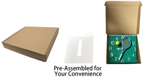 Tennis Square Clock Silent No Tick Battery Powered Home Decor 10inch Wooden Wall Clock for Living Room Kitchen Bathroom Farmhouse