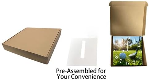 Golf Square Clock Silent No Tick Battery Powered Home Decor 10inch Wooden Wall Clock for Living Room Kitchen Bathroom Farmhouse