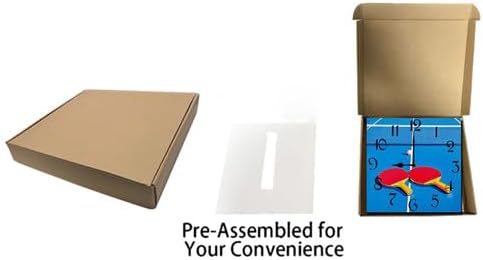 Ping Pong Square Clock Silent No Tick Battery Powered Home Decor 10inch Wooden Wall Clock for Living Room Kitchen Bathroom Farmhouse