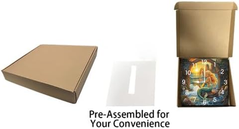 Volleyball Square Clock Silent No Ti.ck Battery Powered Home Decor Wooden Wall Clock for Living Room Kitchen Bathroom Farmhouse 10inch