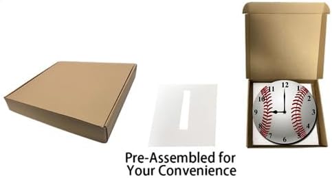 Baseball Sports Round Wall Clock Silent Non-Ticking Clock Battery Powered Desktop Standing Wall Decor for Living Room Kitchen Home Bedroom Office or School 10inch