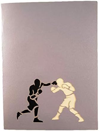 iGifts And Cards Boxing 3D Pop Up Greeting Card – Sports, Black, Fight, Crowds, Winner - Folds Flat - Fun, Just Because, Sports, Special Days