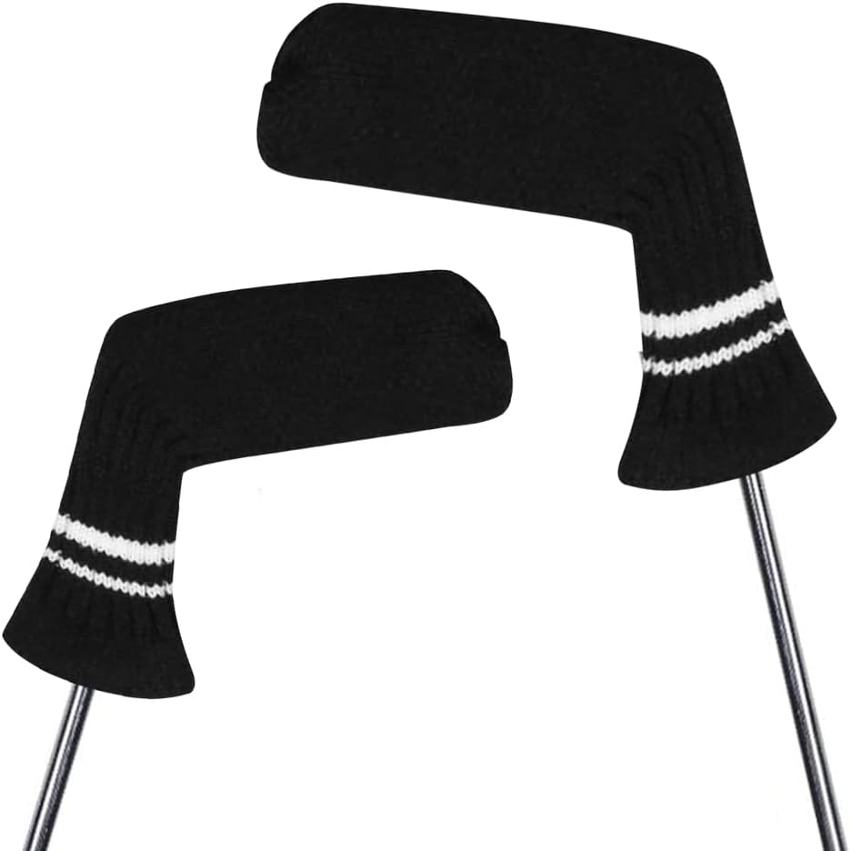 Scott Edward 1/7/10 Pcs Knitted Golf Club Head Covers for Irons Wedge Cuteness and Basically Socks Shape Washable Golf Club Head Protector on Classic Stripes Style,Double Sided Customization