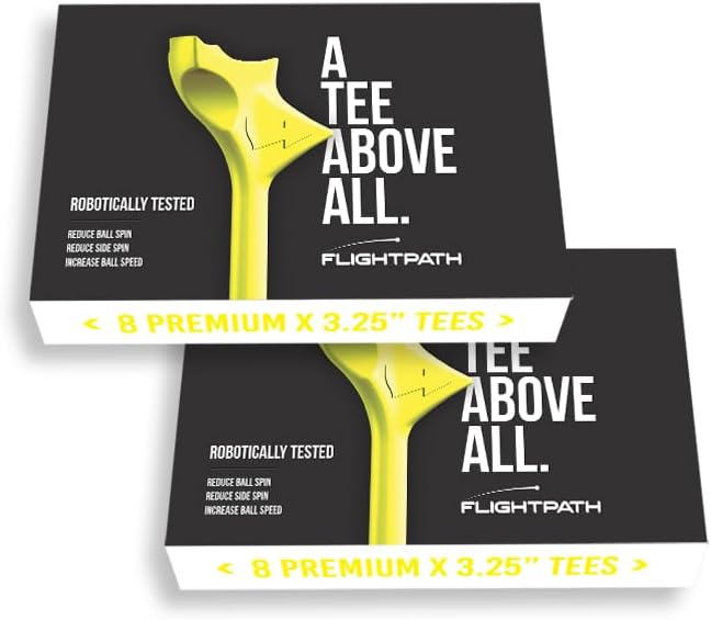 FLIGHTPATH Diamond Golf Tees – Patented Design to Reduce Spin for Long, Straight Drives – Low-Friction 3.25” Long Tees, Robotically Tested for Ball Spin – USGA Approved Performance