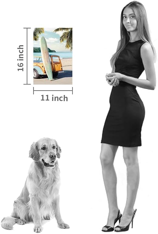 coastal wall art surfboard pictures: beach car wall decor seaside artwork surfing ocean print in beach canvas painting for bathroom 11" x 16"