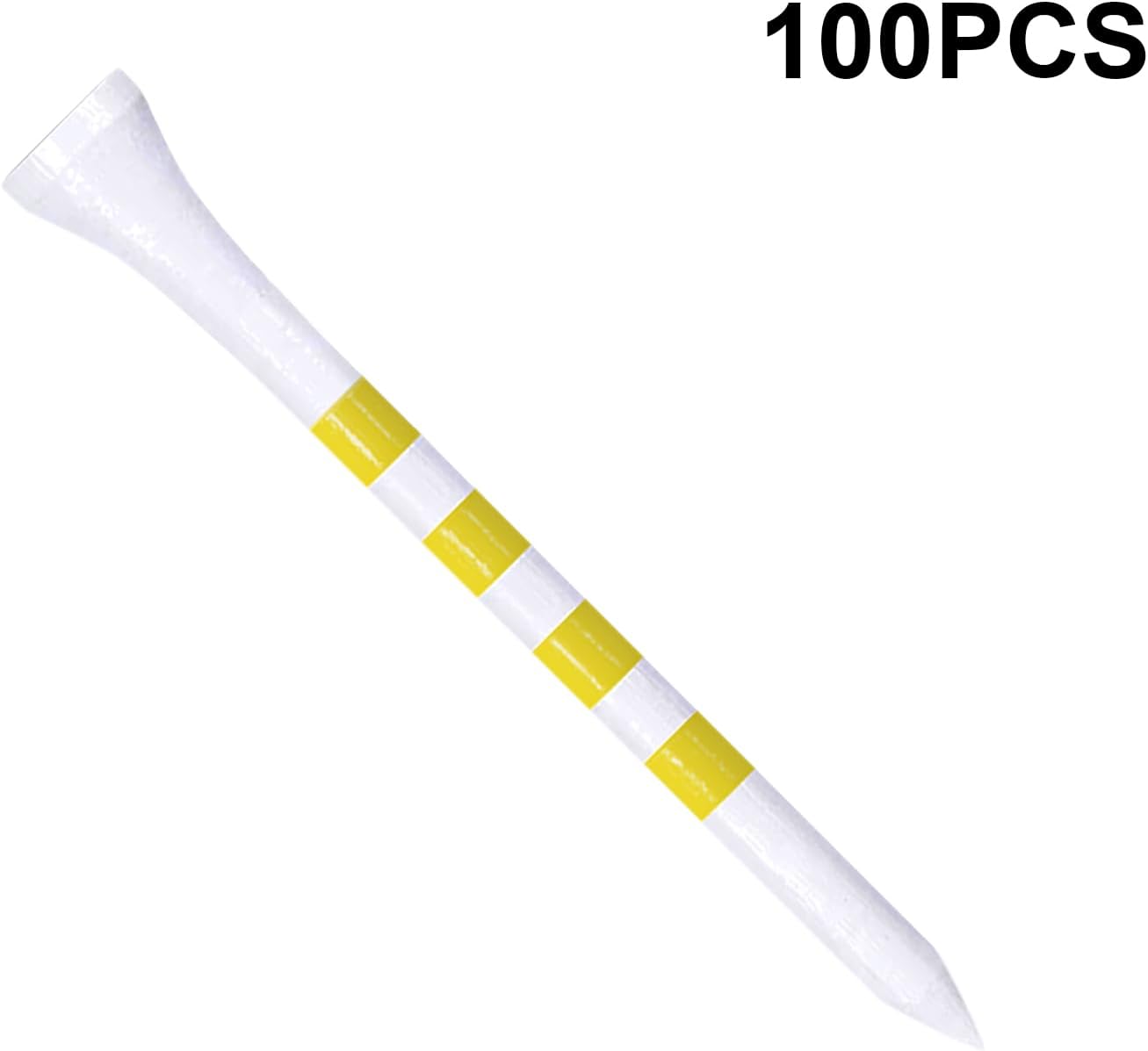 Wooden Golf Tees 3-1/4", 2-3/4", 2-1/8", 1-1/2" Available, 100 Count (Natural Color, White, Black, Blue, Red, Green, Yellow, Pink, Orange)