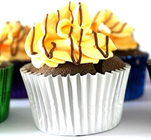 Eoonfirst Light Gray Foil Cupcake Case Liners Baking Muffin Paper Cups 200 Pcs