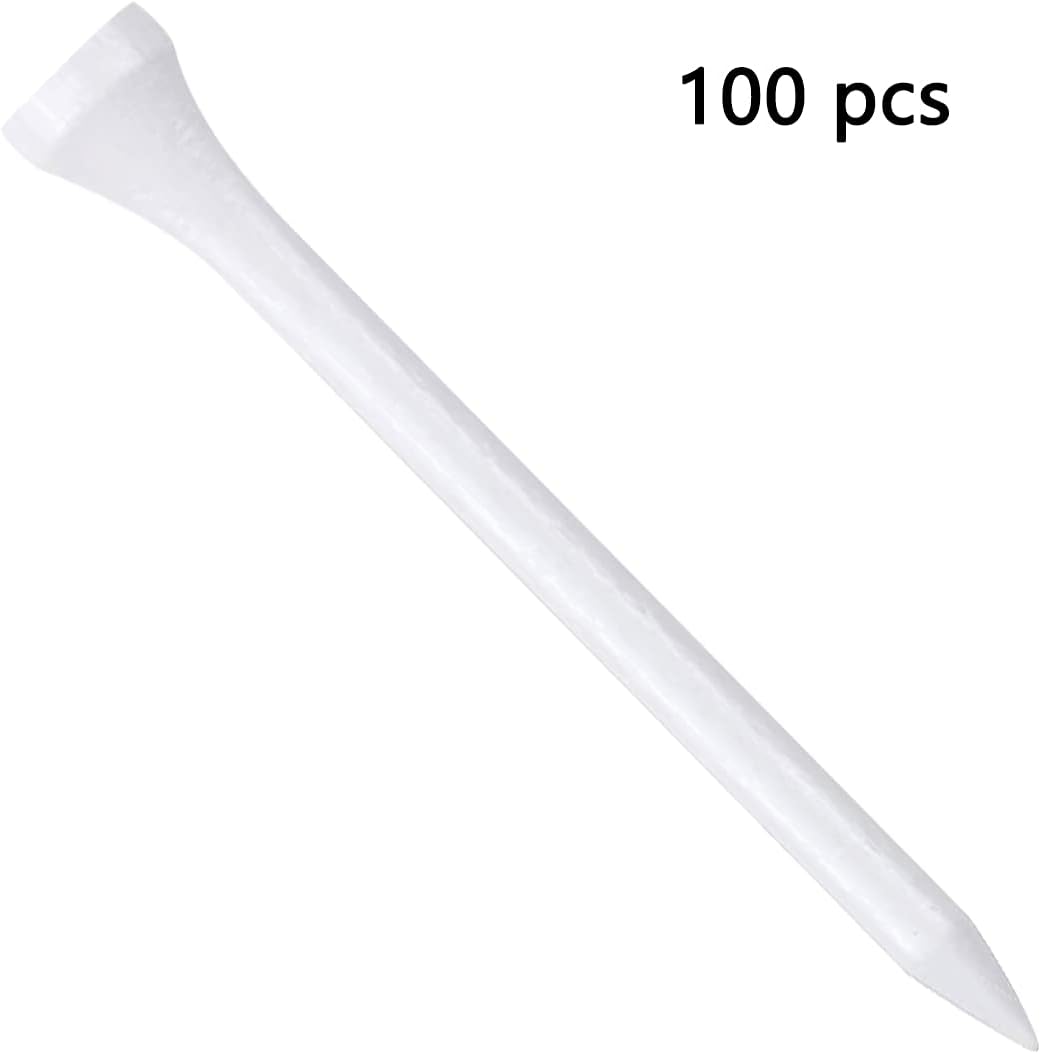 Wooden Golf Tees 3-1/4", 2-3/4", 1-1/2" Available,100 Count (Natural Color, White, Black, Blue, Red, Pink)