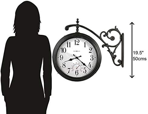 Howard Miller Gladwin Wall Clock II 549-608 – Indoor/Outdoor Double-Sided Timepiece, Decorative Wall Bracket, Swivels for Maximum Visibility, Quartz Movement