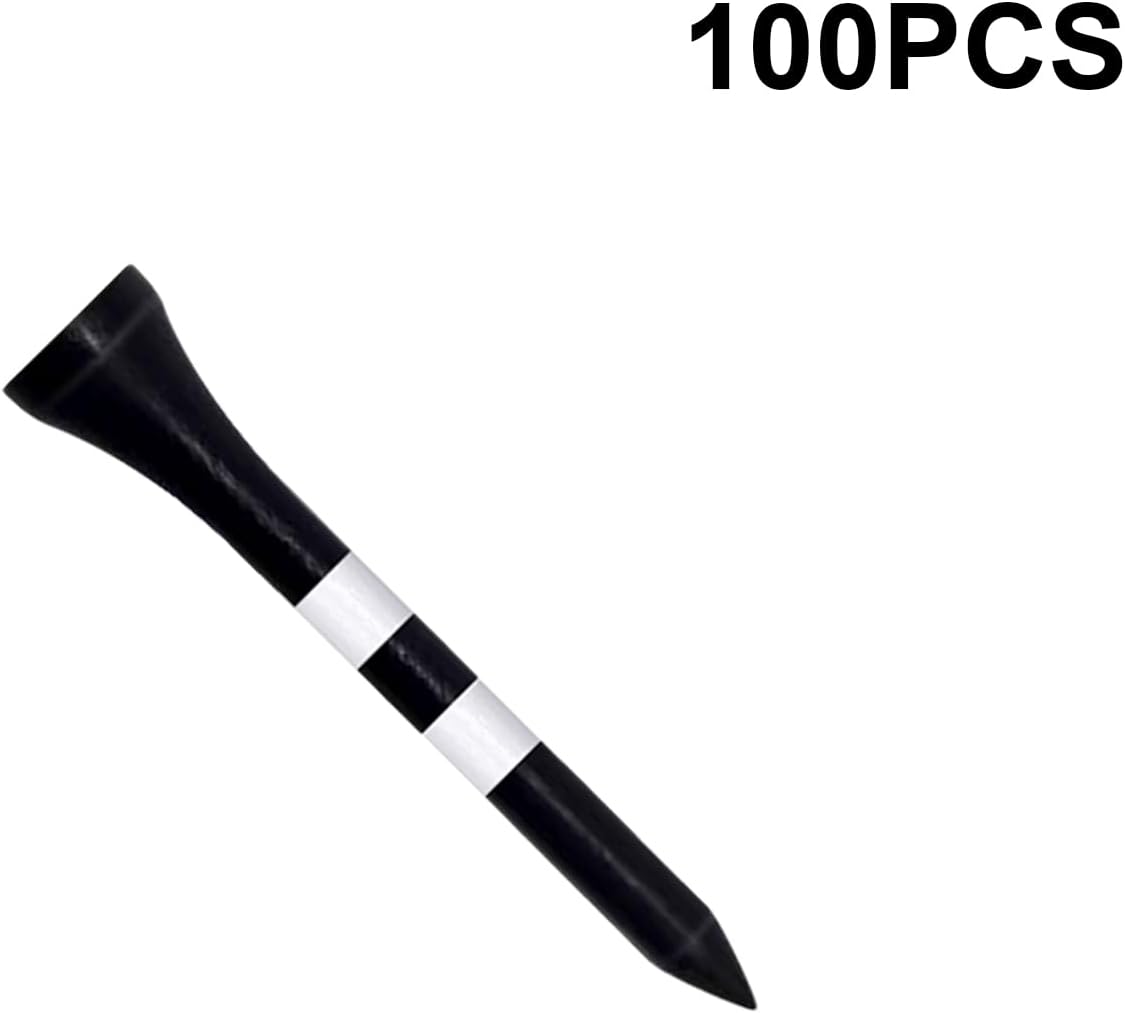 Wooden Golf Tees 3-1/4", 2-3/4", 2-1/8", 1-1/2" Available, 100 Count (Natural Color, White, Black, Blue, Red, Green, Yellow, Pink, Orange)