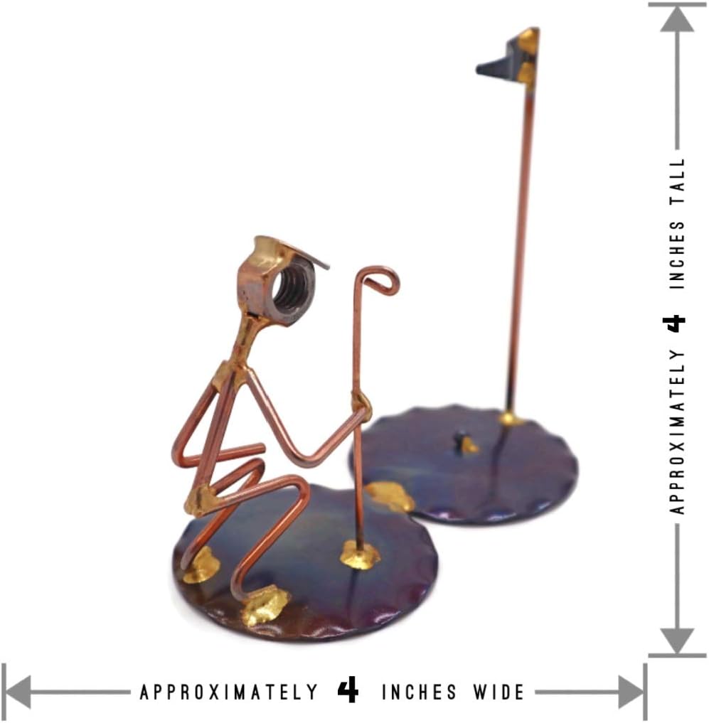 Golf Short Putt Man Collectible Handmade Metal Art Figurine, Desk Accessories, Trophy, Boss Gift, Office Décor, Business Professional, Golfing