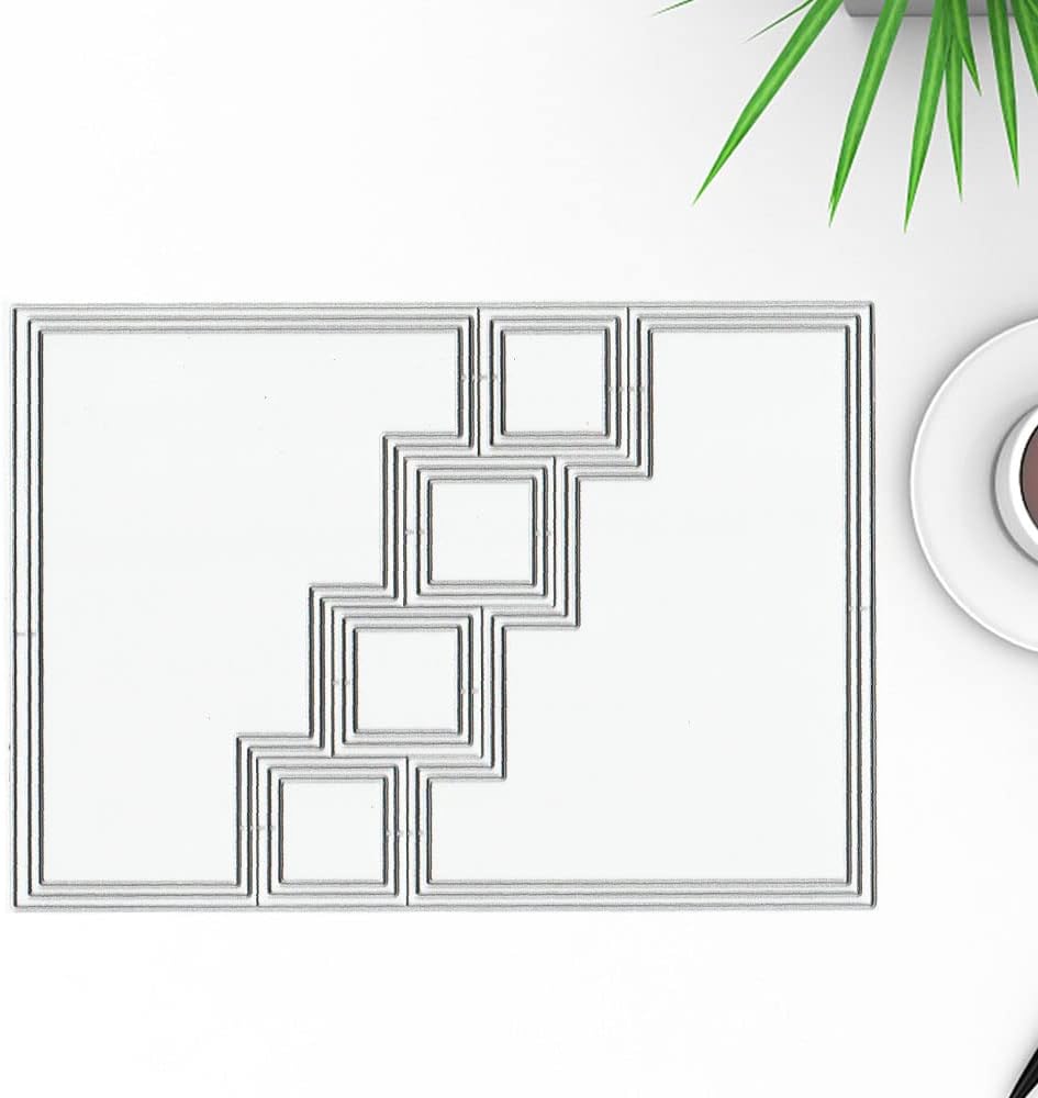 3D Card Shape Die Cuts for Card Making, Rectangular Shaped Gift Card Cutting Dies Sets Zig Zag Stairs Dies Stencils Embossing Template for Scrapbooking DIY Cards Album Crafts Supplies