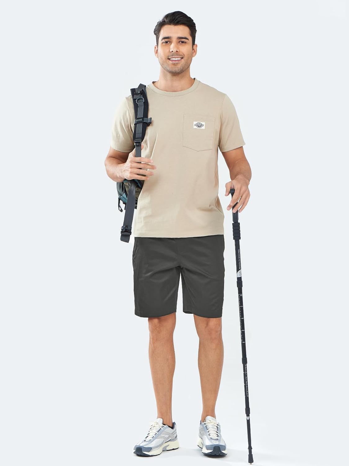 NORTHYARD Mens Casual Shorts-Cotton 9" Golf Hiking Drawstring Elastic Waist Work Shorts with Zipper Pockets