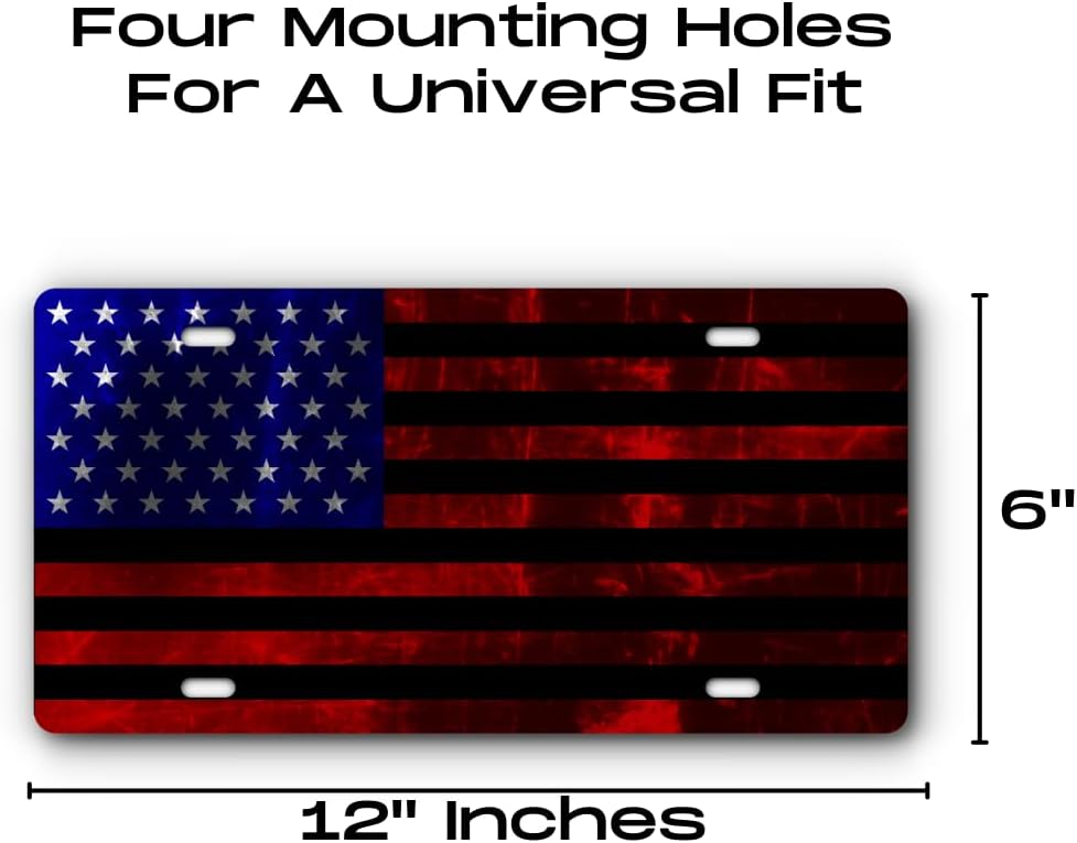 Patriotic Vanity Aluminum Plate for Trucks and Cars - Made in The USA - Universal Fit (Brushed Aluminum Flag 2)
