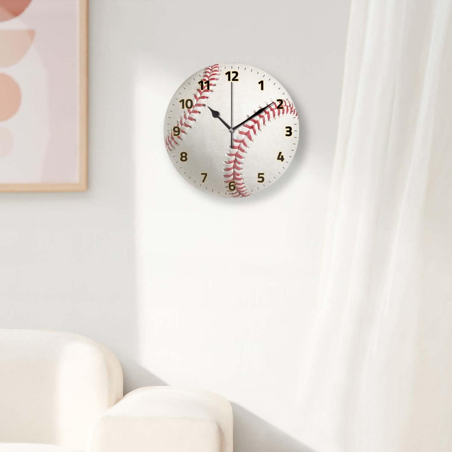 Battery Operated Wall Clocks 12 Inch,Baseball,Silent Home Decor for Bathroom,Living Room,Bedroom