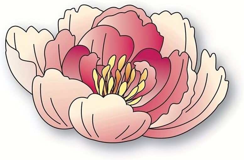 Flowers Metal Cutting Die for Scrapbooking - Cut Stencils for DIY Scrapbook Photo Album Decorative Paper Card, Card Making Supplies, Stencils & Crafting Die Cut (Peony 5 x 3.6 in)