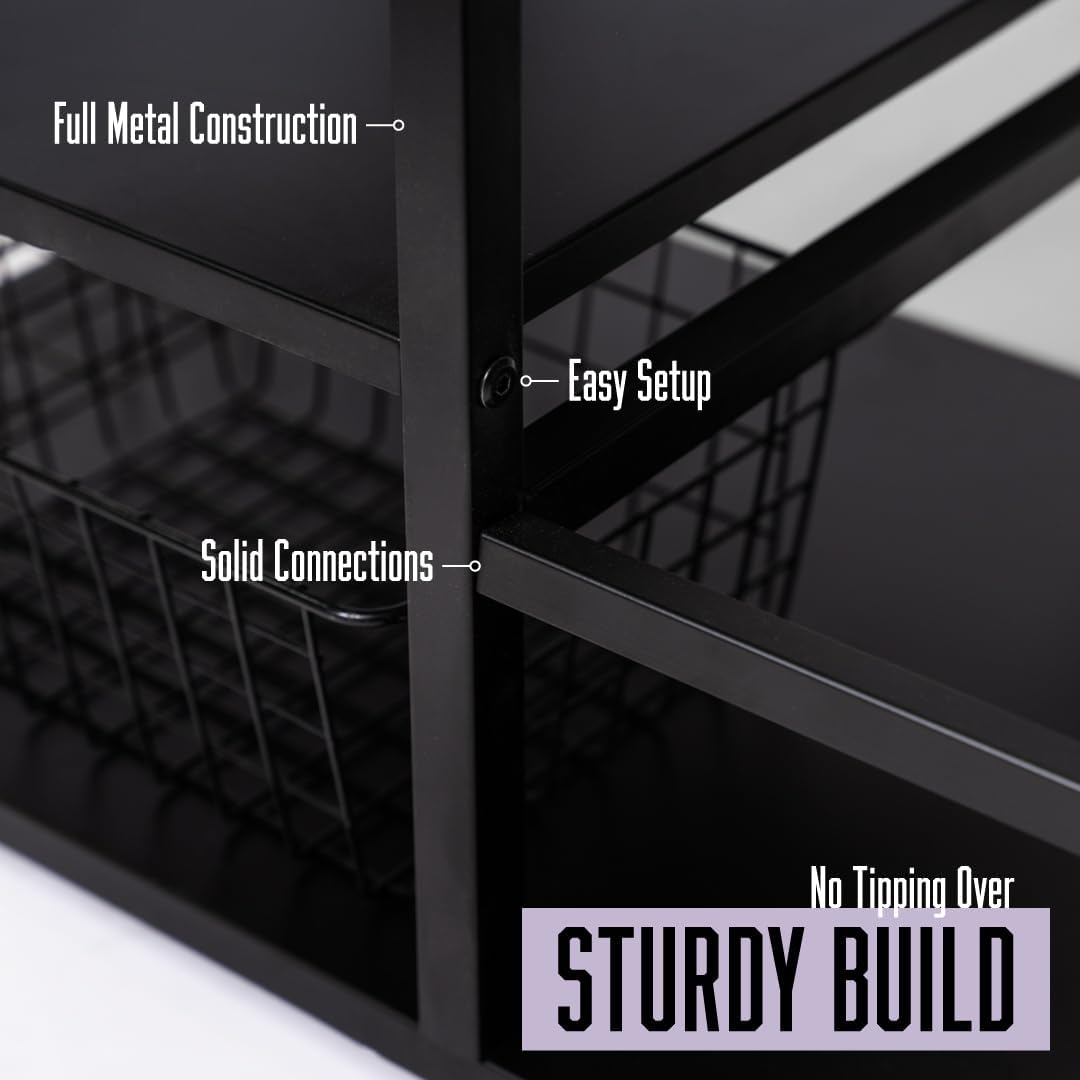 Golf Club Storage Rack with Shelves & Holders | Heavy-Duty Golf Bag Stand for 2 Bags | Golf Accessory Organizer for Garage, Home or Sports Room | Golf Bag Organizer by Lunai