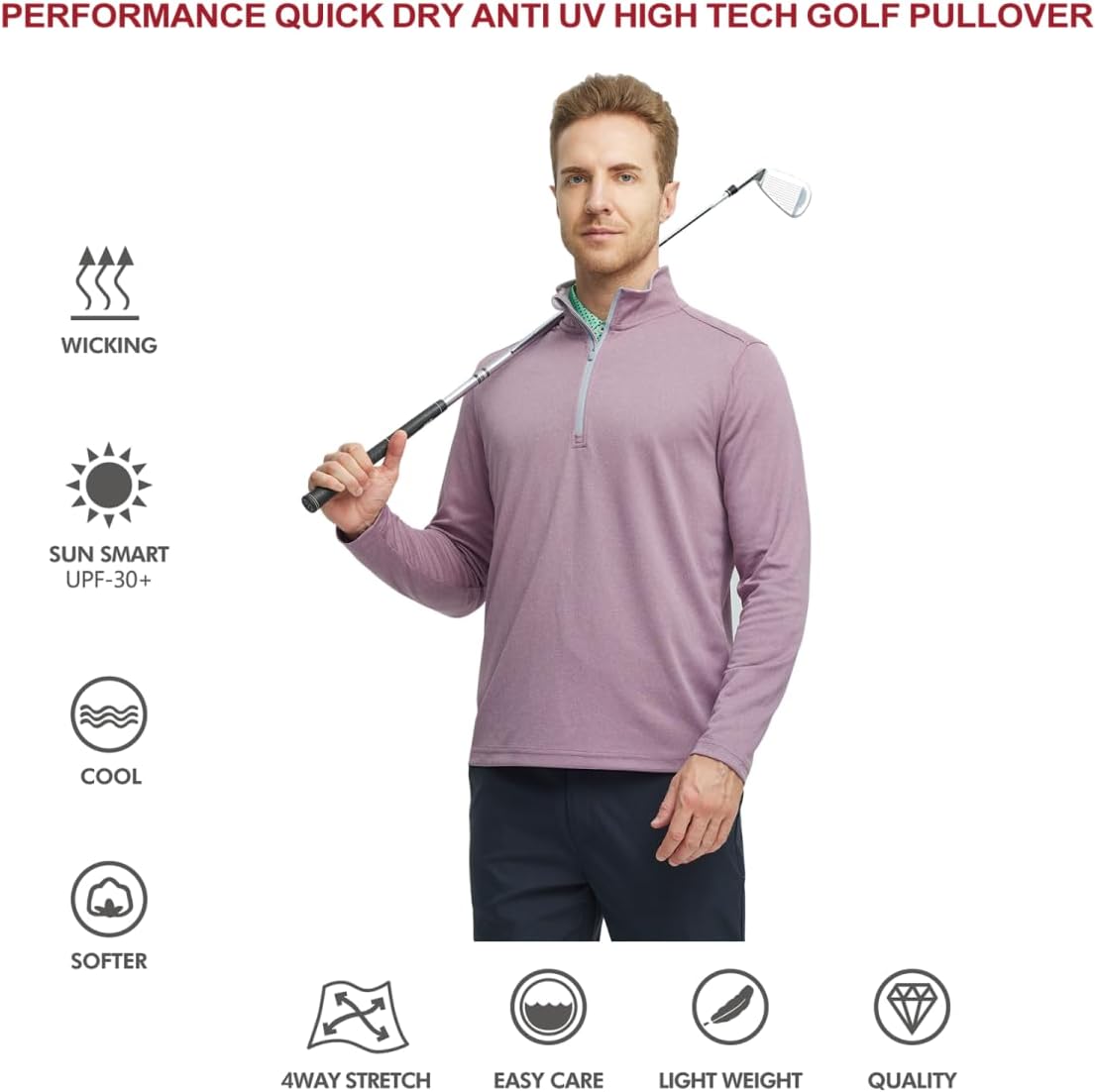 M MAELREG Quarter Zip Golf Pullover Men Dry Fit Long Sleeve Performance Wicking Mock Neck 1/4 Zip Pullover Mens Sweatshirt