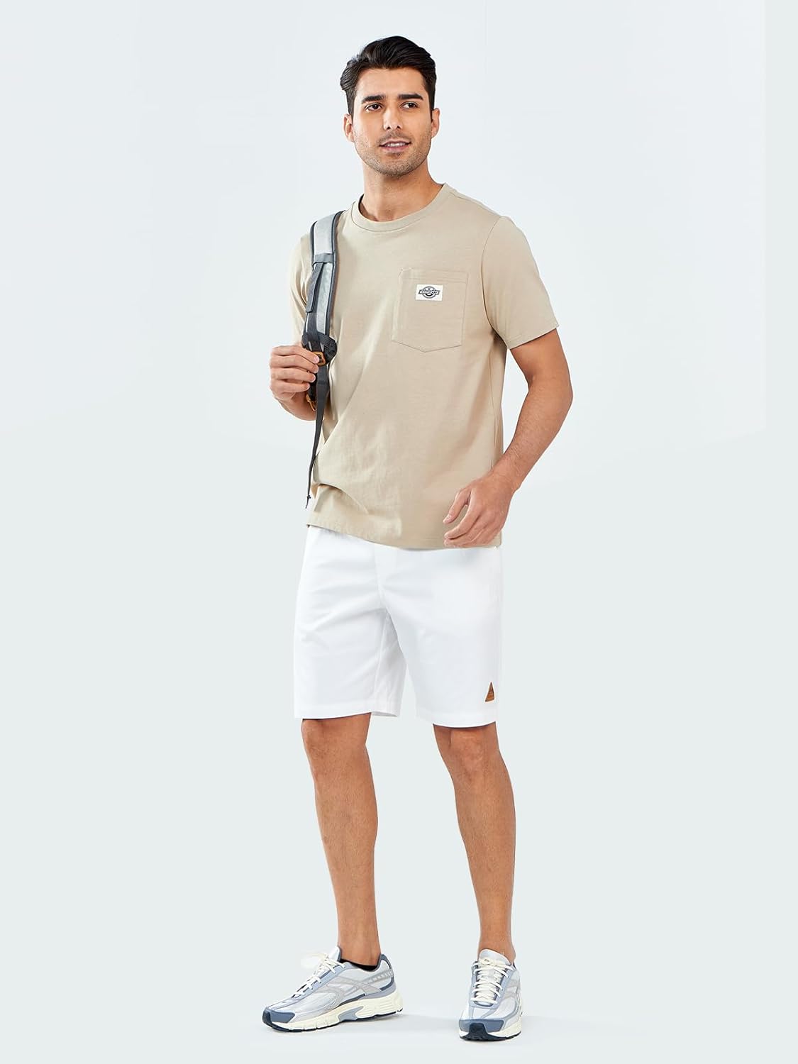 NORTHYARD Mens Casual Shorts-Cotton 9" Golf Hiking Drawstring Elastic Waist Work Shorts with Zipper Pockets