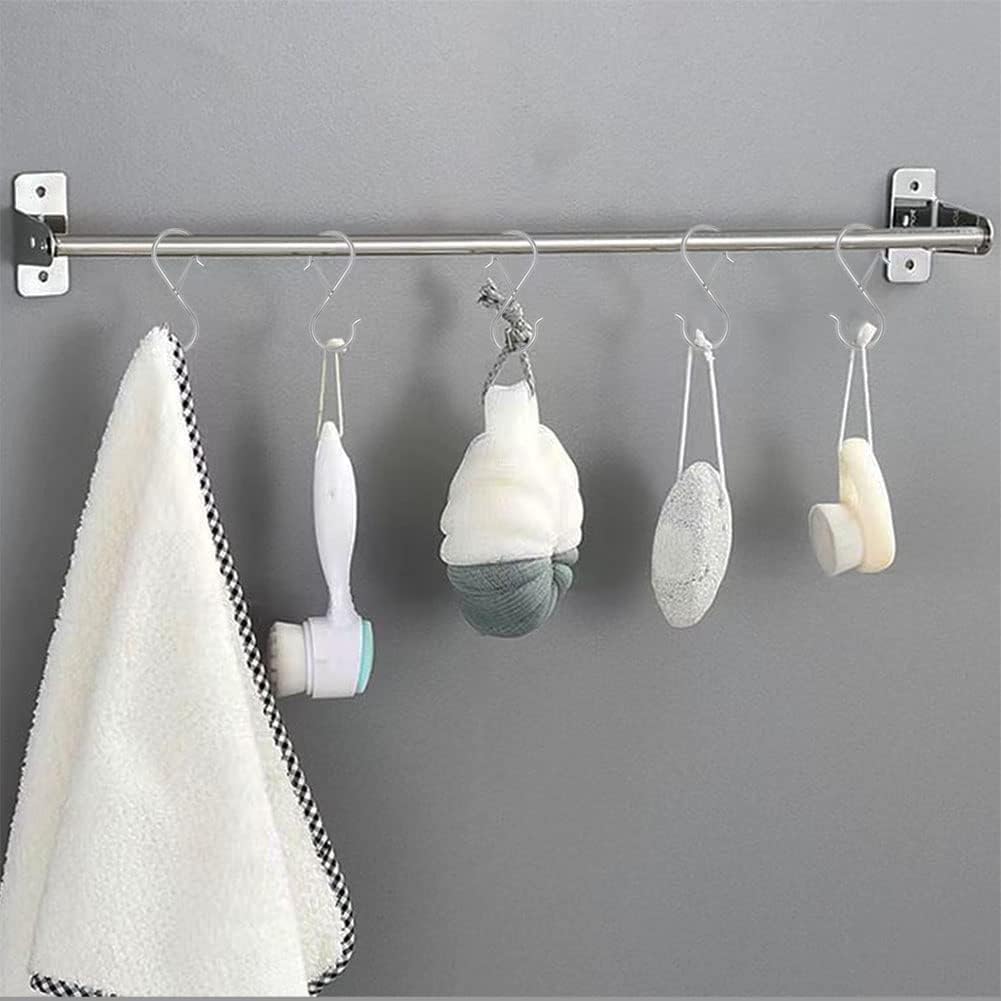 16 Pack S Shaped Hooks - 3.5 inch Heavy Duty Hooks with Safety Buckle for Hanging Plants, Clothes, Kitchen Utensils, Bags (Silver)