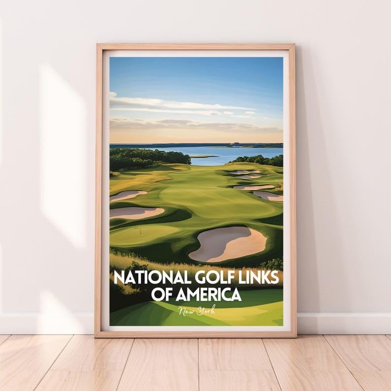 National Golf Links of America Wall Art, New York Coastal Course Poster for Office or Living Room, Vintage Golf Decor, Golf Gift for Dad, Husband, or Sports Lovers (Unframed) (20x30)