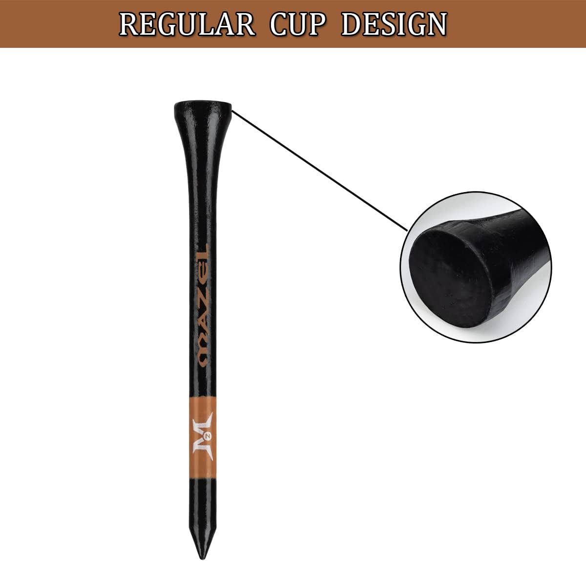 MAZEL Natural Wood/Bamboo Golf Tees 2 3/4 Inch & 3 1/4 Inch,Pack 50 or 120,Reduce Friction & Side Spin,More Stable Golf Tees