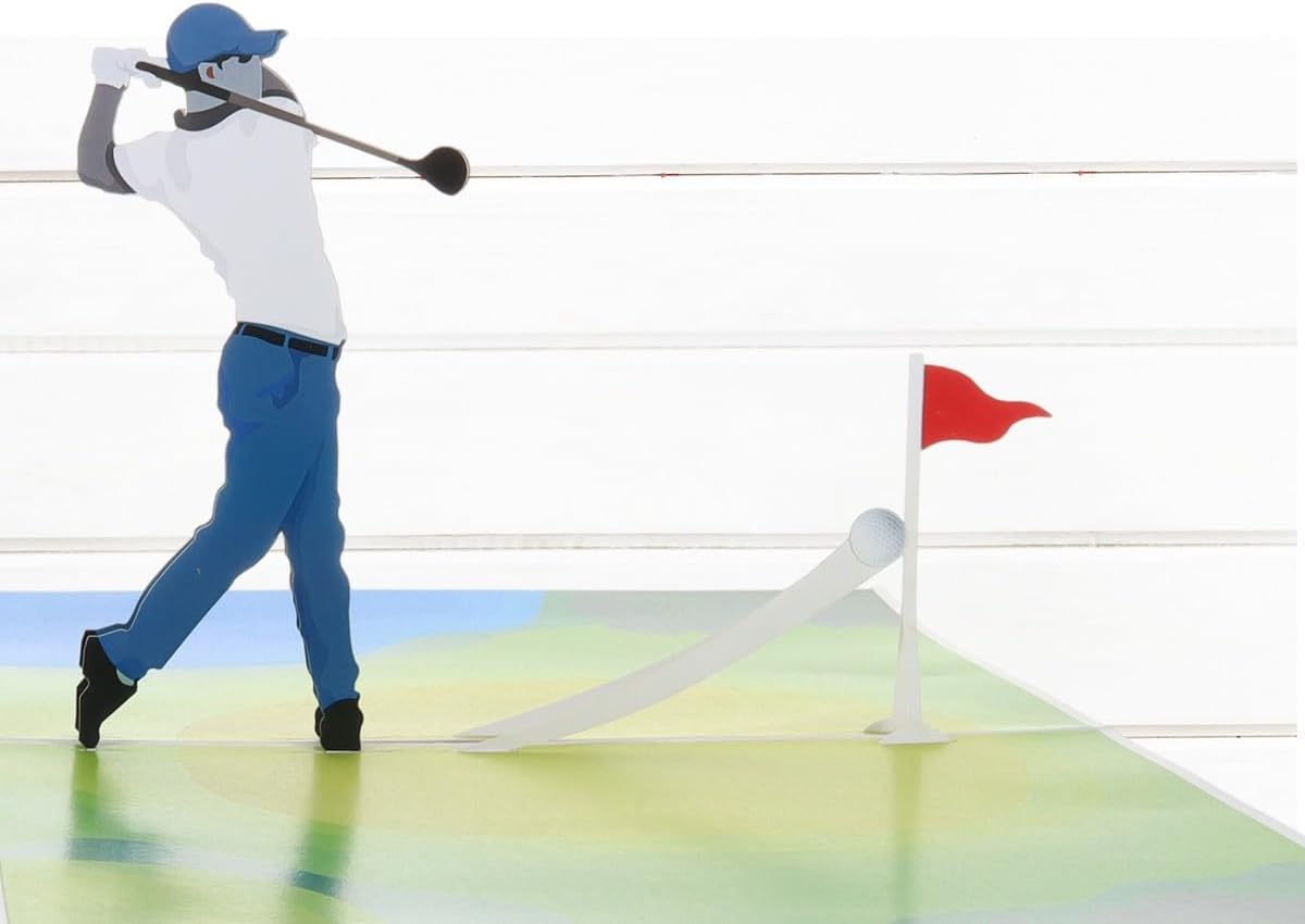 iGifts And Cards Golf Swing 3D Pop-Up Card ā 6" x 8" Golfing Scene Greeting for Birthdays Father's Day Retirement and Sports Lovers ā Unique Gift for Golfers Coaches Bosses and More