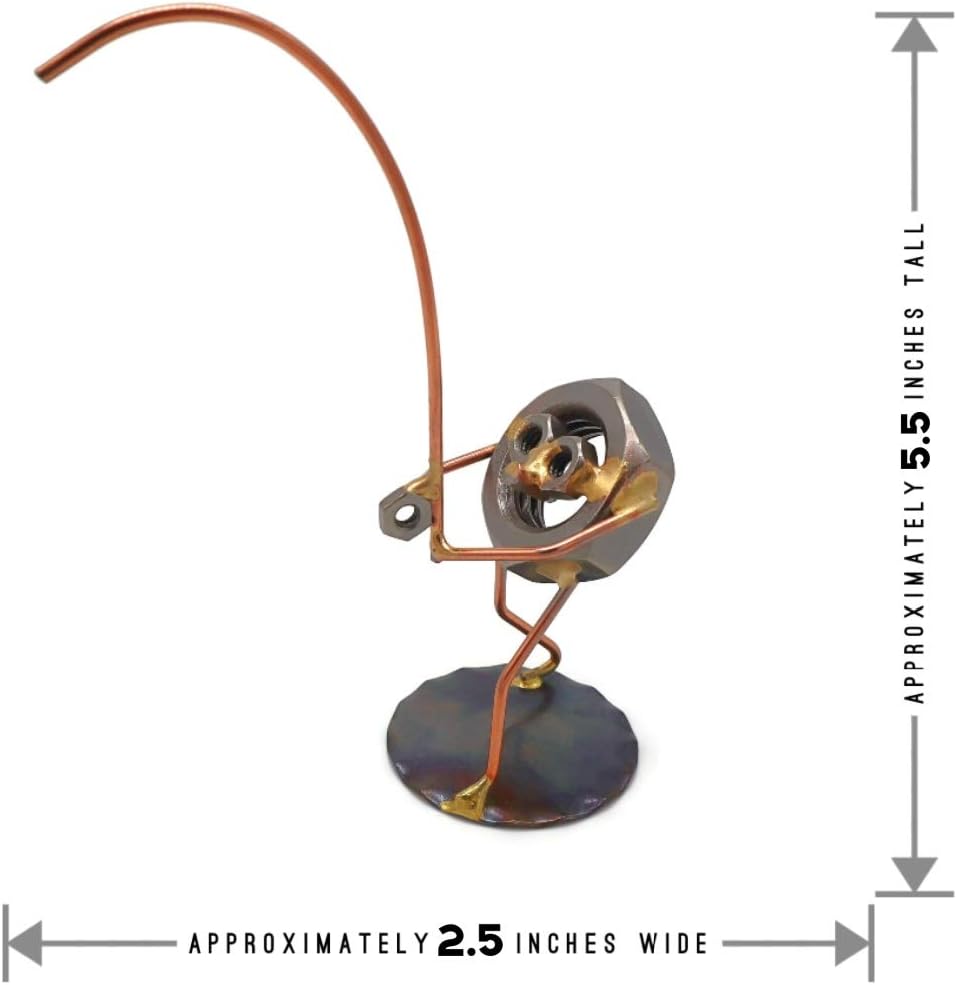 Fishing Nut Collectible Handmade Metal Art Figurine, Desk Accessories, Trophy, Boss Gift, Home Office Décor