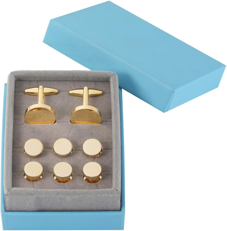 Cufflinks for Men and Tuxedo Shirt Studs Set with Gift Box Stainless Steel Cuff links
