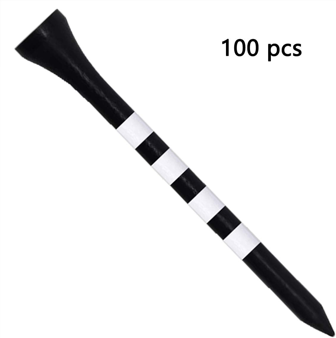 Wooden Golf Tees 3-1/4", 2-3/4", 2-1/8", 1-1/2" Available, 100 Count (Natural Color, White, Black, Blue, Red, Green, Yellow, Pink, Orange)