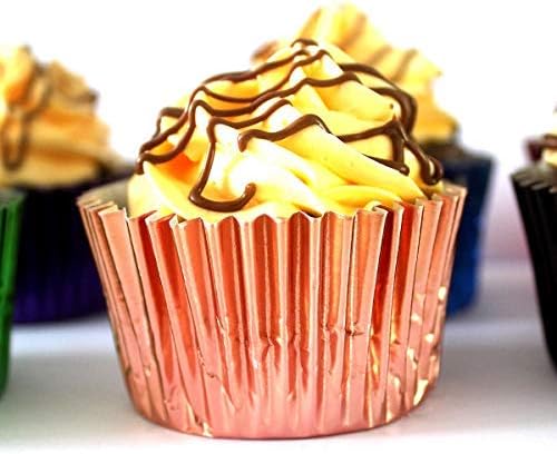 Eoonfirst Rose Gold Foil Cupcake Case Liners Valentine's Day Baking Muffin Paper Cups 200 Pcs