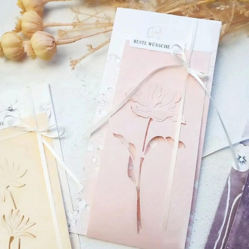 Lapoo Cutting Die for Scrapbooking, 3D Backgrounds Frame New Cutting Dies DIY Album Card Making Decor Paper Craft Metal Die Cuts Party Decorations (Flower Shadow 5.4 x 2.8 in)