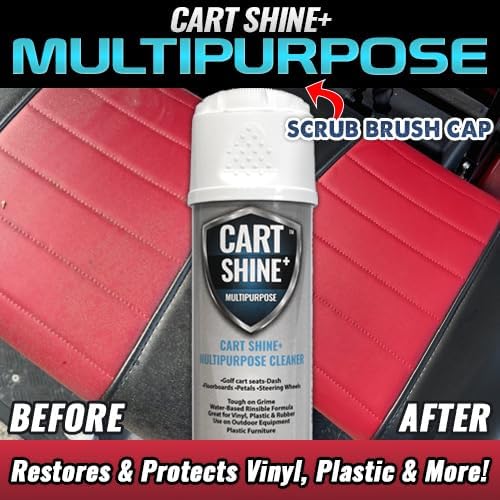 Club Clean Cart Shine, Golf Cart Body Windshield Cleaner Plus Polisher - Hard Water Shield, Removes Hard Water Stains - Battery Acid Shield, Grease Spray, Lubricates & Rust Proofs - Trim & Tire Shield