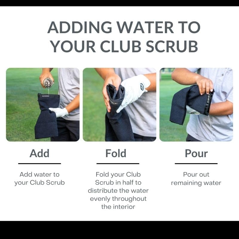 Club Scrub Towel Pro, Golf Club and Ball Cleaning Pouch with Attached Towel, Waterproof Exterior, Clean Face Technology Liner, Machine Washable, Cleans Club Grooves, Waffle-Weave Microfiber