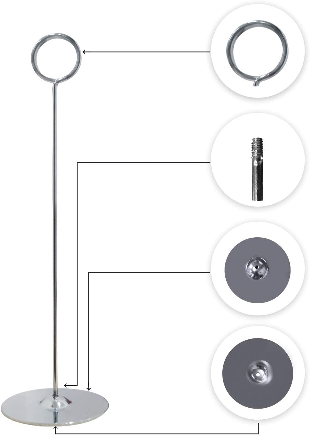 Urban Deco 16 Pieces Table Card Holder 8 inches Silver Place Steel Card holders for Photos, Food Signs, Memo Notes, Weddings, Restaurants, Birthdays.