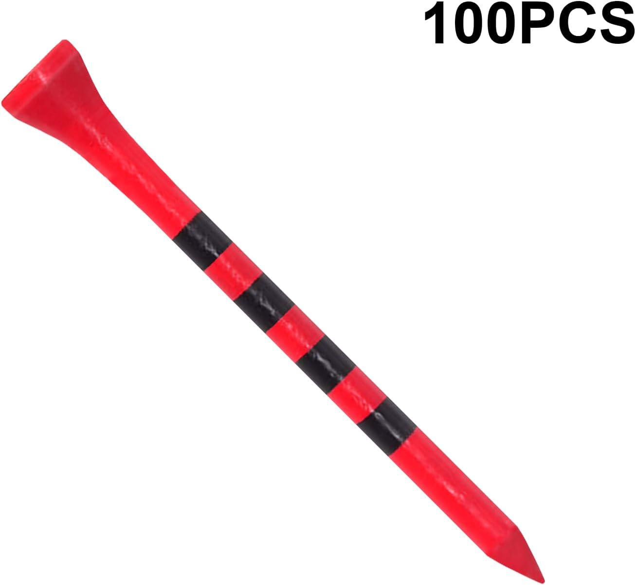 Wooden Golf Tees 3-1/4", 2-3/4", 2-1/8", 1-1/2" Available, 100 Count (Natural Color, White, Black, Blue, Red, Green, Yellow, Pink, Orange)