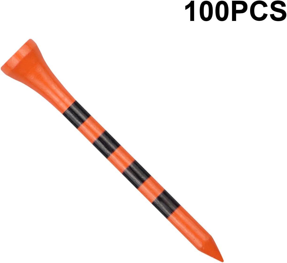 Wooden Golf Tees 3-1/4", 2-3/4", 2-1/8", 1-1/2" Available, 100 Count (Natural Color, White, Black, Blue, Red, Green, Yellow, Pink, Orange)