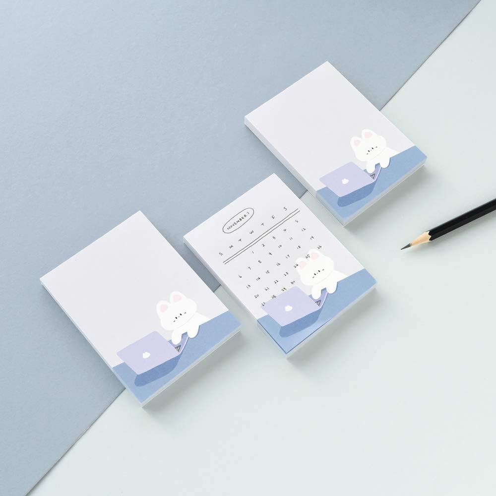 Monolike Memopad Gureum's Daily Life design SET - 4 Packs, 4 Different Designs, 100 Sheets Per Pad, Total 400 Sheets, Note pads, Writing pads
