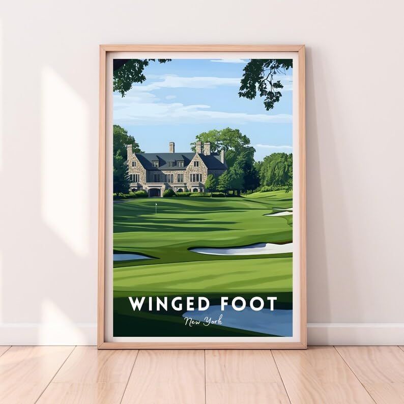 Nationcog Winged Foot Golf Wall Art Print, Classic New York Course Poster for Office or Home, Vintage Decor for Men, Thoughtful Gift for Dad or Husband, Timeless Golf Art (Unframed) (24x36)