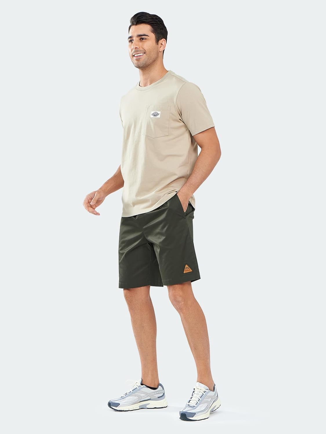 NORTHYARD Mens Casual Shorts-Cotton 9" Golf Hiking Drawstring Elastic Waist Work Shorts with Zipper Pockets