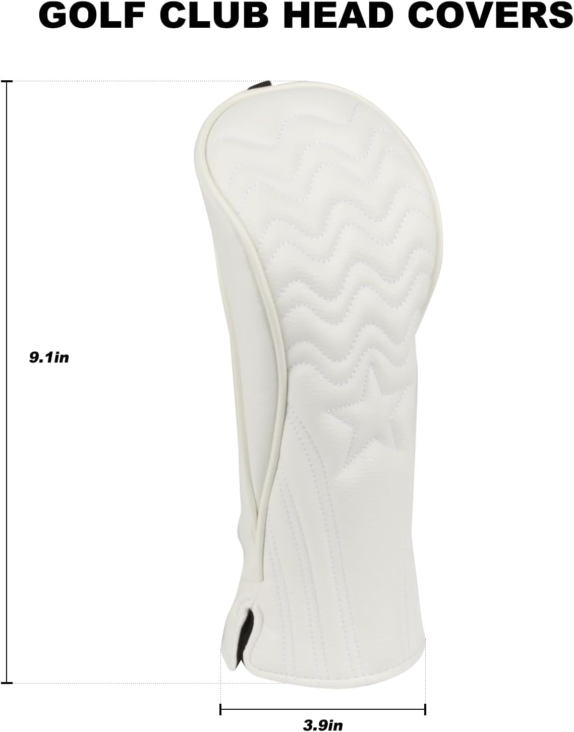 4pcs or 1pc Golf Club Head Covers for Woods, Driver, Fairway, Hybrid – Premium PU Leather with Interchangeable Tags & Magnetic Blade and Mallet Putter Covers