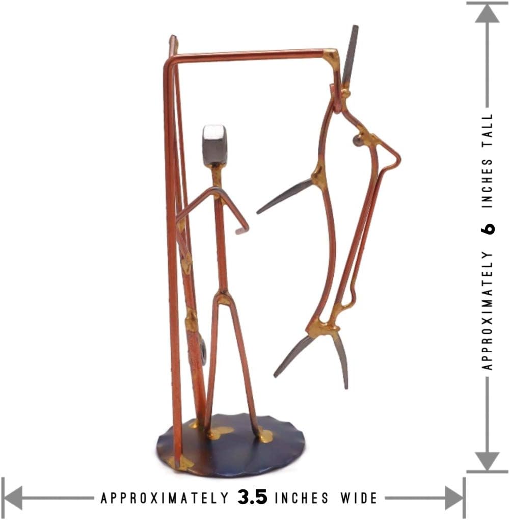 Sport Fisherman with Marlin Collectible Handmade Metal Art Figurine, Desk Accessories, Trophy, Boss Gift, Office Décor, Outdoor Sports, Fishing