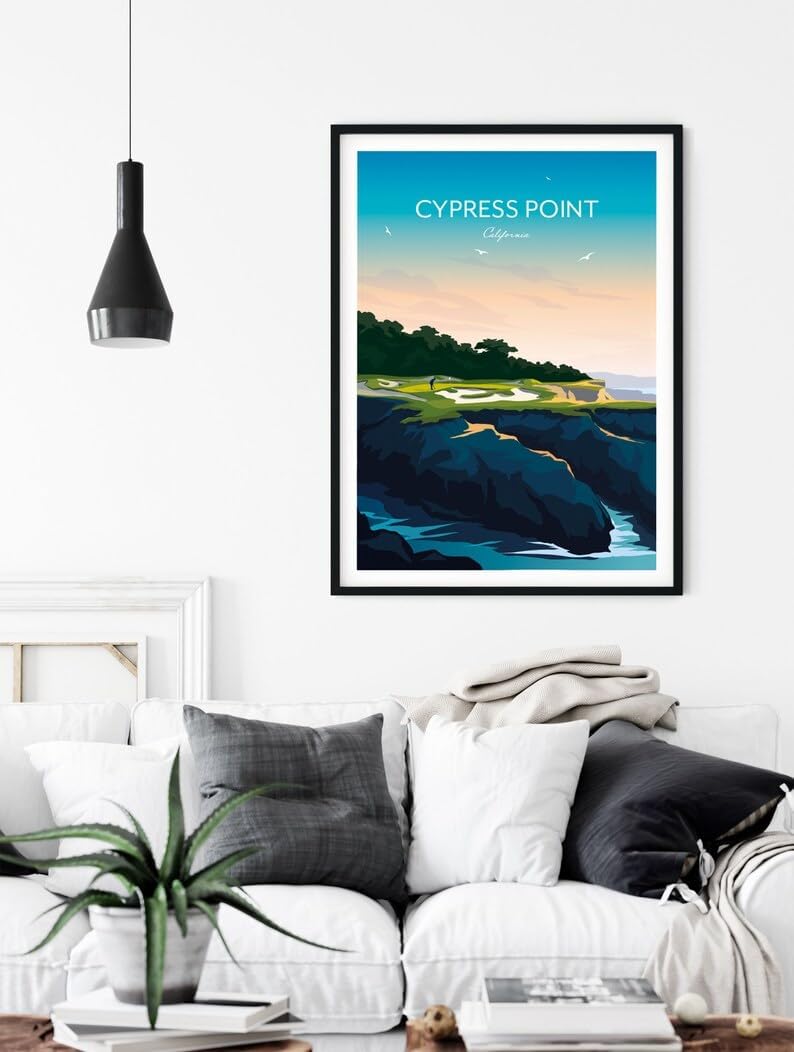 Nationcog Golf Print of Cypress Point Club - California, USA, Cypress Point Golf Course Poster, California Golf Art, Pebble Beach Golf Print, Scenic Golf Landscape (Unframed) (9x11)