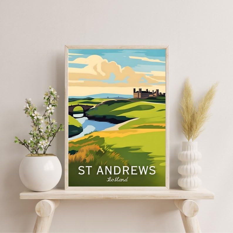 Nationcog St Andrews Golf Wall Art Poster, Scotland Heritage Course Print for Living Room or Study, Classic Golf Decor for Men, Golf Gift for Dad or Golf Enthusiasts (Unframed) (24x36)