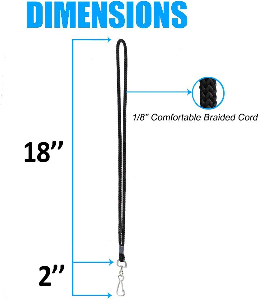 120 Pcs Black Lanyards Premium Bulk Lanyards Round 36" with Swivel J Hook for ID Name Badge Holder, VIP, School, Kids, Coach, Conference, Festival and Hang Keys