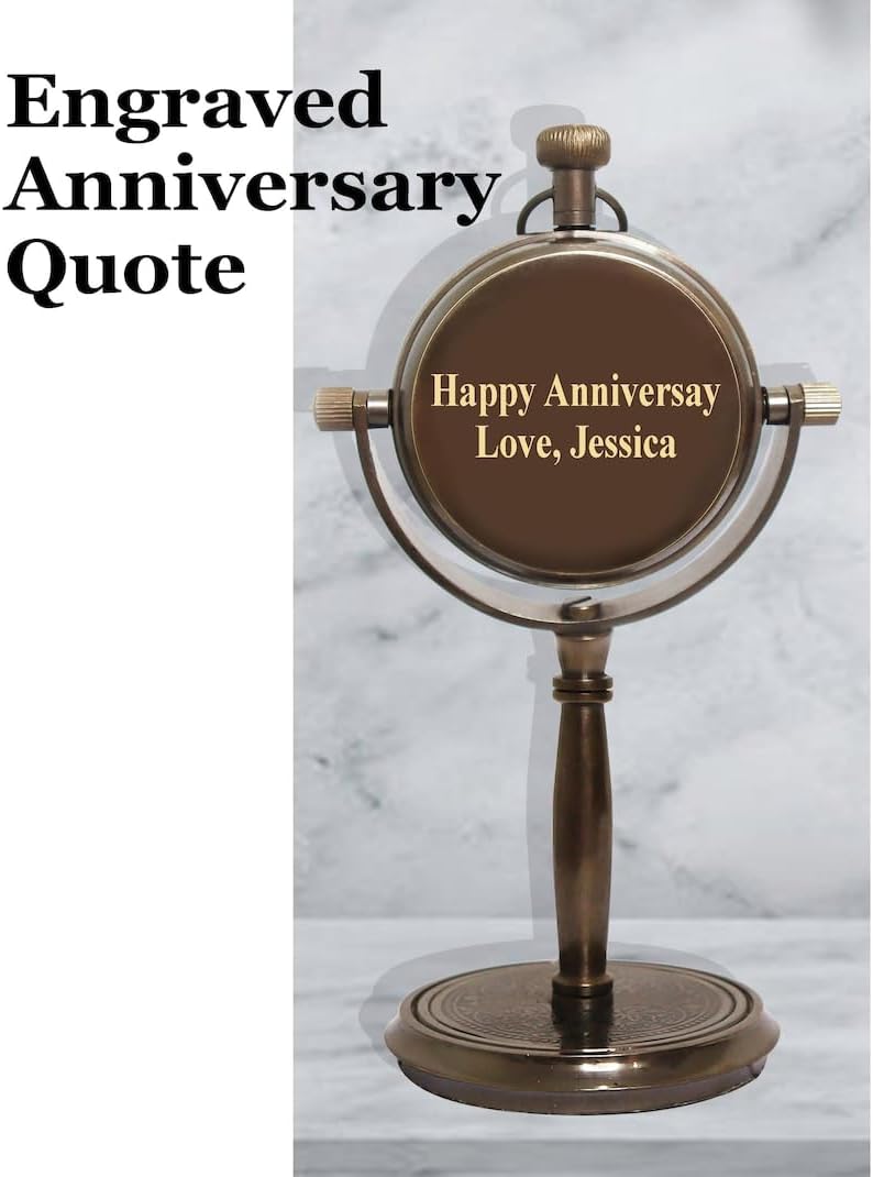 Personalized Anniversary Desk Clock Gift – Customizable Bronze Luxury Office Decor, Traditional Engraved Gift for Men & Women, Gift for Couples, Wedding Gift for Spouse