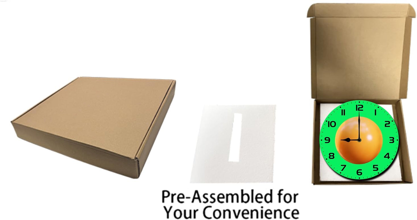 Soliyoahee Bing Ping Pong Clock Round Wooden Wall Clock Home Decor Silent No Tick Battery Powered for Living Room Bedroom Kitchen Bathroom 10inch