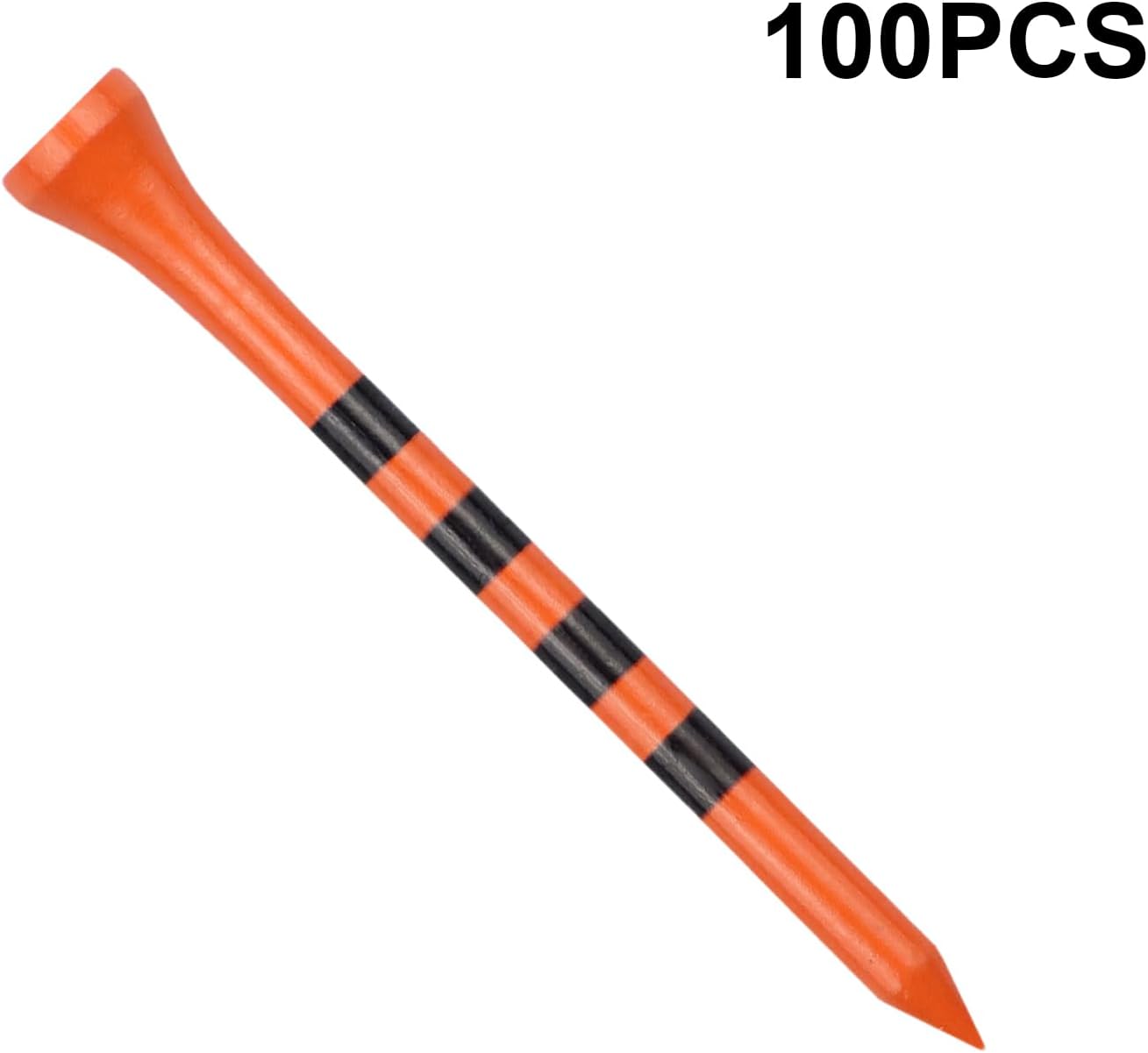 Wooden Golf Tees 3-1/4", 2-3/4", 2-1/8", 1-1/2" Available, 100 Count (Natural Color, White, Black, Blue, Red, Green, Yellow, Pink, Orange)