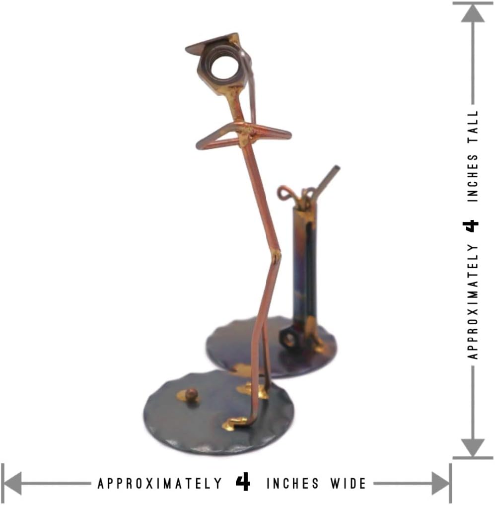 Golf Backswing Man with Clubs Collectible Handmade Metal Art Figurine, Desk Accessories, Trophy, Boss Gift, Office Décor, Business Professional, Golfing