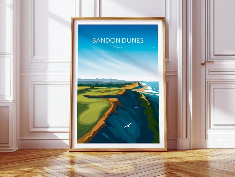 Bandon Dunes Golf Poster - Oregon Golf Course Resort, Oregon Golf Art, Coastal Golf Print, Vintage Golf Wall Decor, Scenic Golf Landscape, Golf Resort Artwork (Unframed) (27x40)